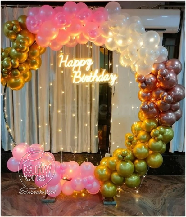 birthday Pink White and Gold Ring Decor